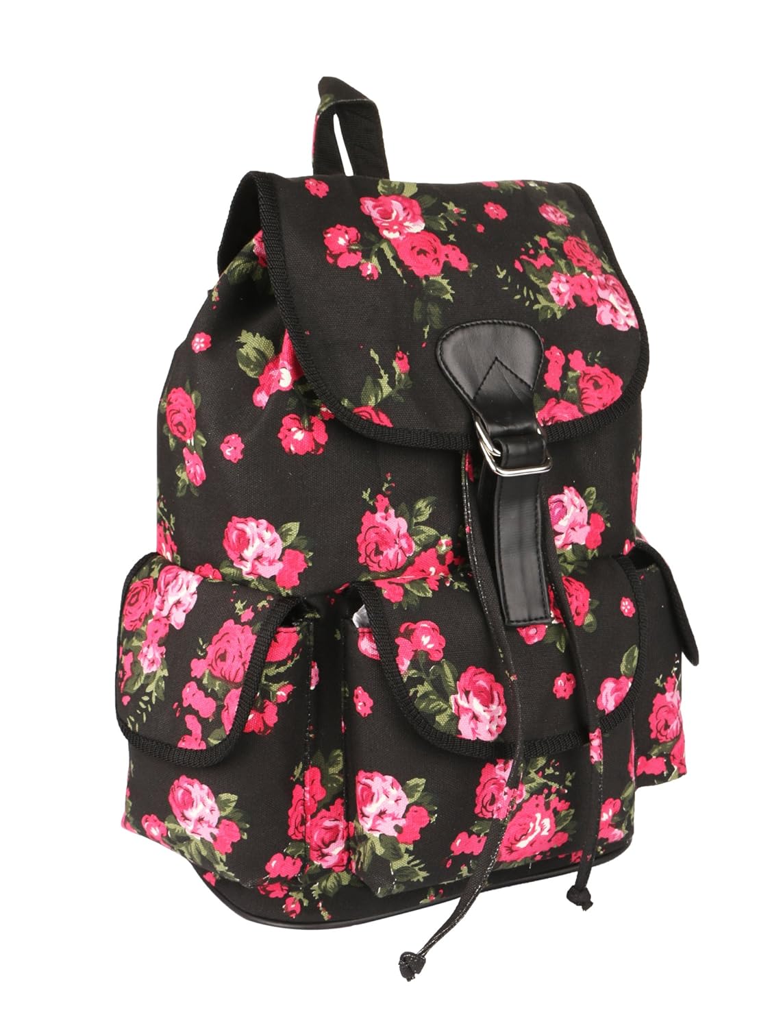 crafts my dream women's canvas multicolour backpack handbags - rose print_cmd184