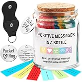 Tioncy 90 Positive M1essages in a Jar, Positive Affirmation Christmas Gifts for Women, Daily Inspirational Messages in a Jar with Pocket Hug Coin for Self Care