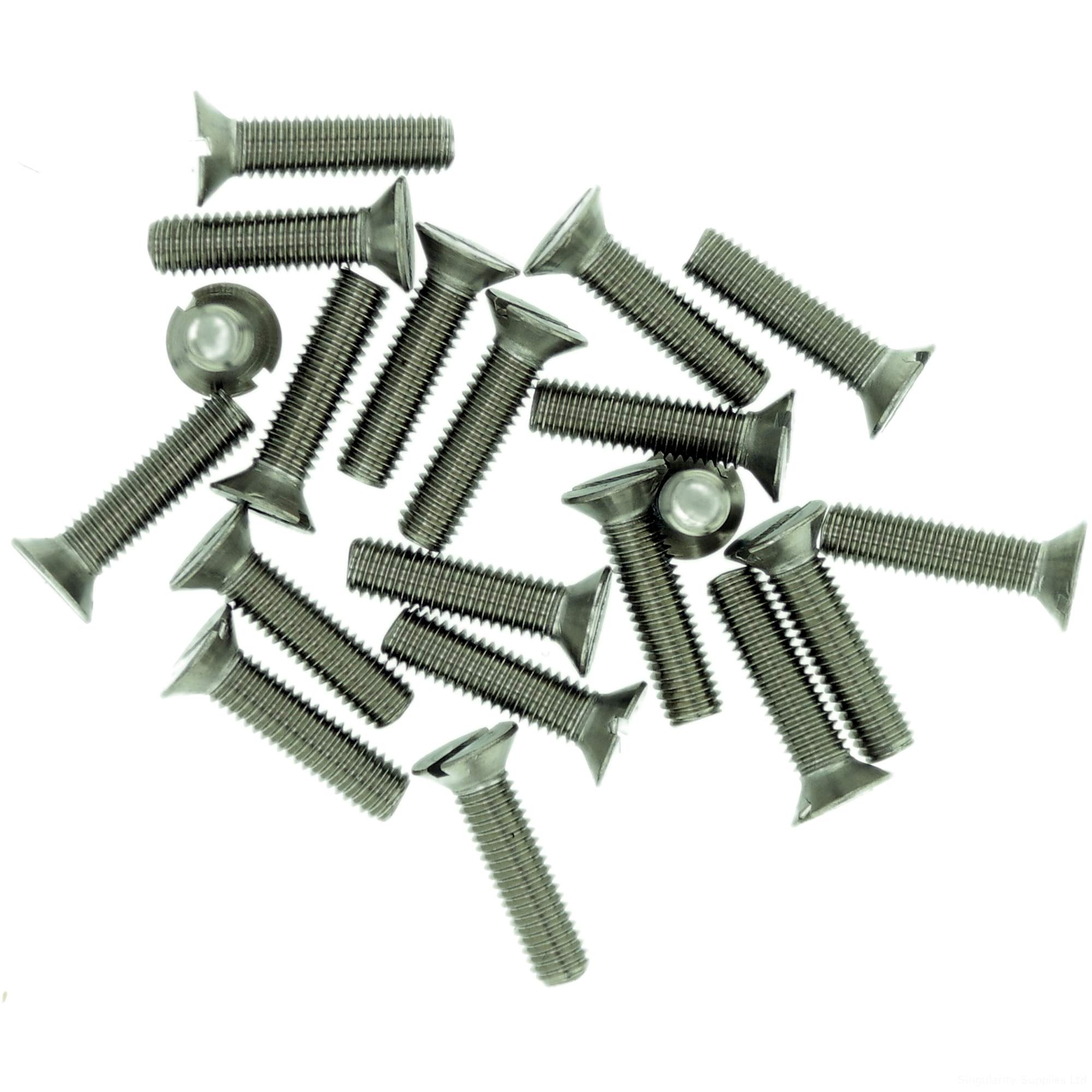 M1 (1mm x 5mm) Slot Countersunk Machine Screw (Bolt) - Stainless Steel (A2) (Pack of 20)
