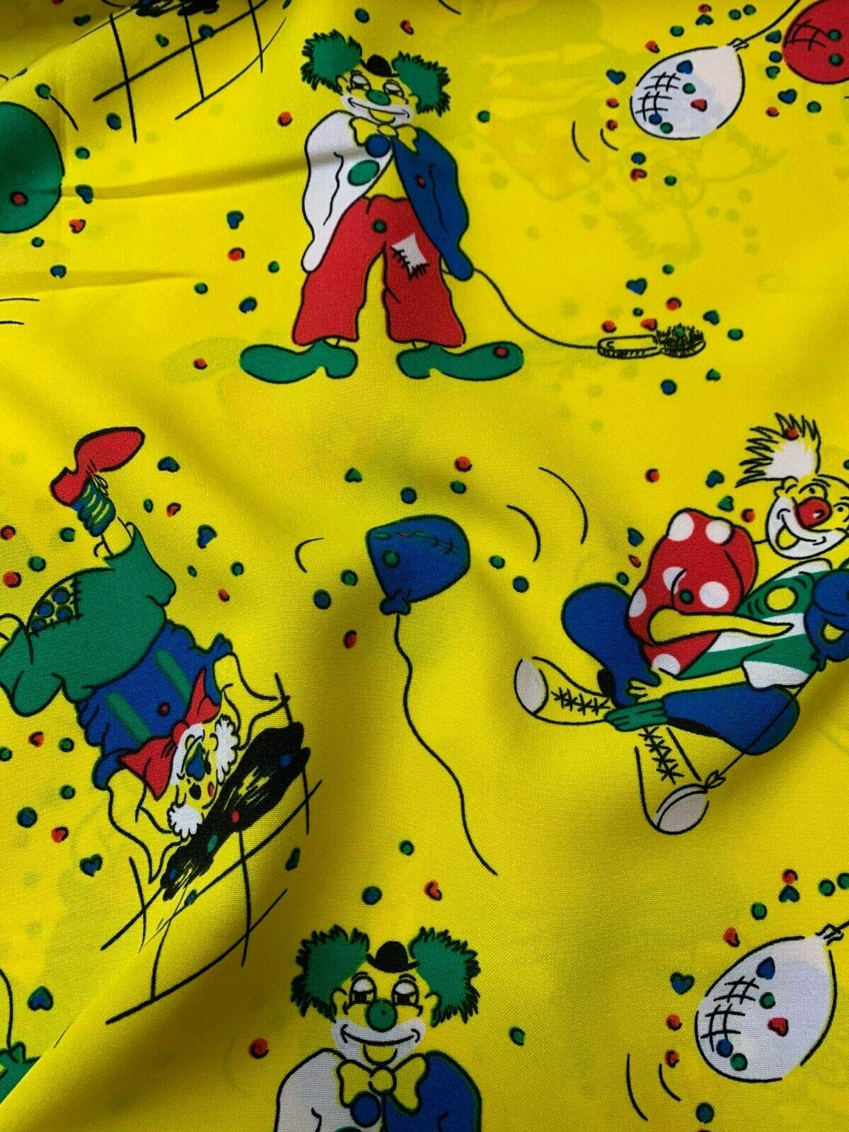 Joker Circus Clown Birthday KID Yellow Polyester Quilting Dress Decor Fabric 58" (Joker)
