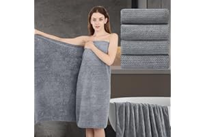 ARL HOME Extra Large Bath Towel Set 35"x70"Oversized Bath Sheet Set Cozy Soft Microfiber Bath Towel Jumbo Huge Grey Bathroom Towel Quick Dry Absorbent Towel Set for Bathroom,Hotel,Guests,Shower,Spa,Pack of 4