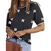 Zeagoo Women Short Sleeve Sweater Summer Crew Neck Dressy Casual Soft Knit Pullover Tops Trendy