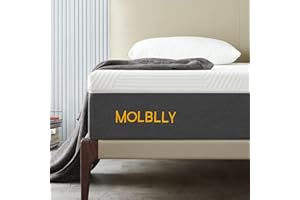 Molblly 10 Inches Queen Size Mattress for Back Pain Relief, Gel Memory Foam Mattress in a Box, Fiberglass Free, Medium Firm, 10-Year Support, Premium Queen Bed