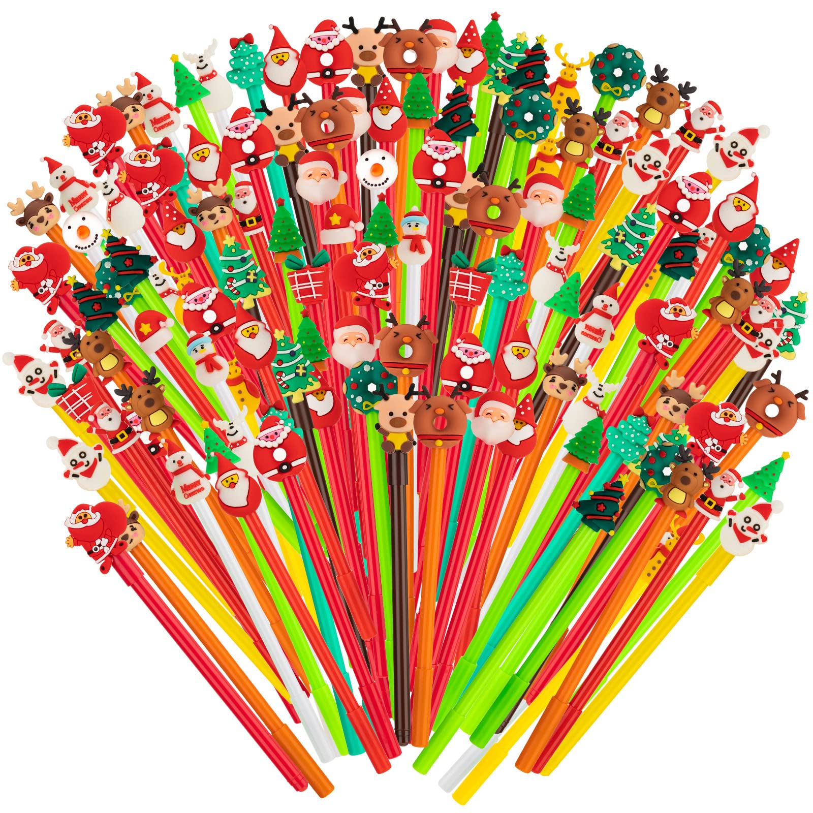 Photo 1 of 120 Pcs Christmas Gel Ink Pen Bulk, 24 Style Novelty Series Rollerball Pens Black Gel Ink Xmas Tree Snowman Reindeer Santa Claus Shape Pen for School Kids Student Christmas Party Supplies