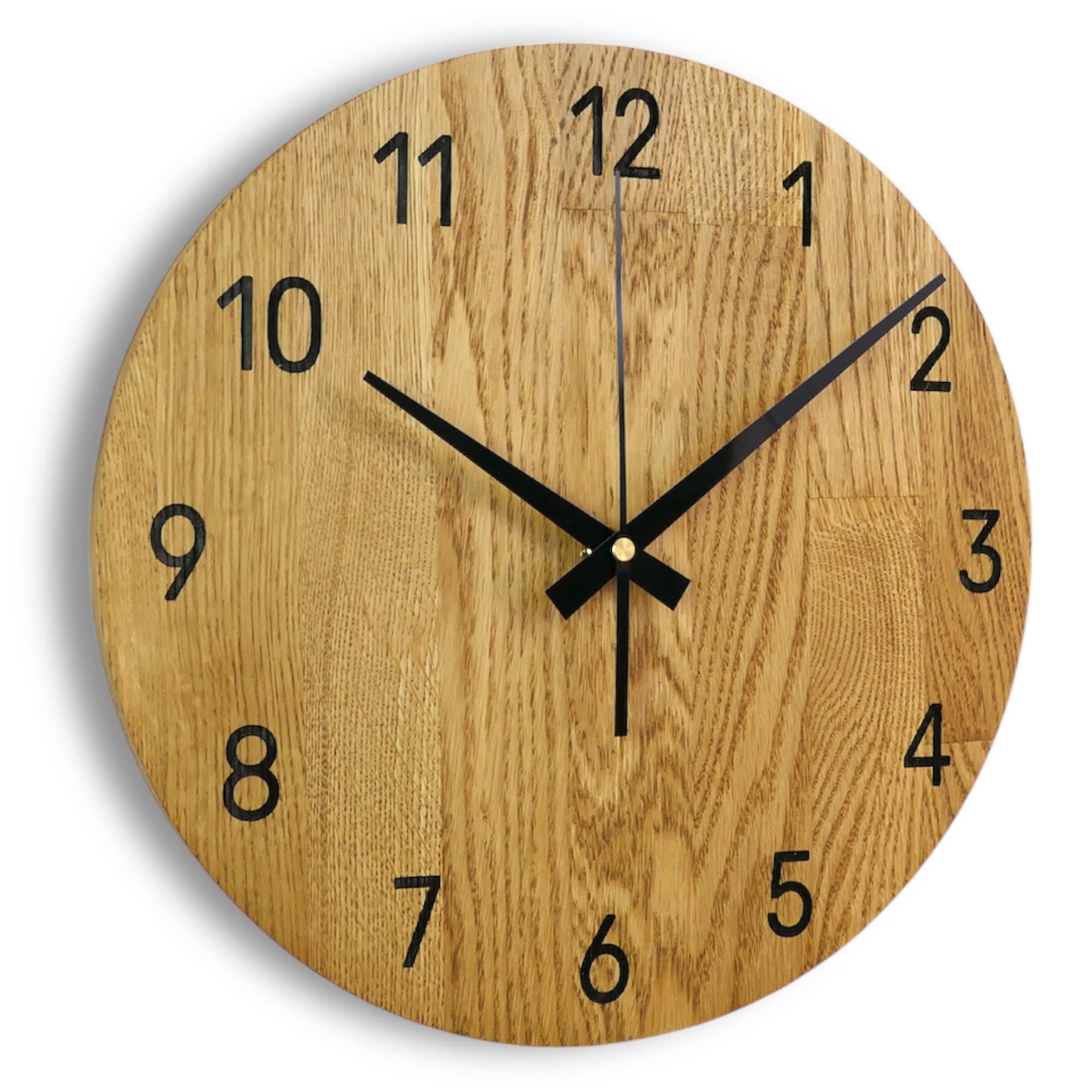 SENTOP MAS002 Wall Clock Real Oak Wood Round Colour Oak Amber 40 x 40 x 2 cm 1800 g