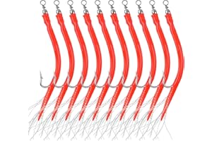 OROOTL Striped Bass Tube Lures, 10pcs Classic Striped Bass Lures Saltwater Fishing Trolling Lure Rig Glow Tube Teaser with Stainless Steel Hook Barrel Swivel for Offshore Big Game Fishing