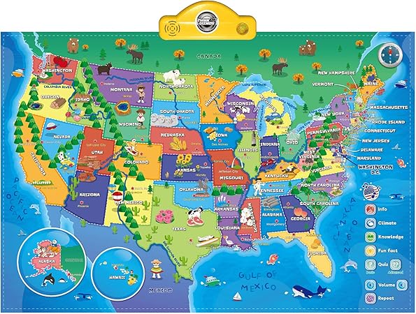 Amazon.com: Interactive Talking USA Map for Kids TG660 - Push, Learn