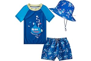 CUTECOTTON Baby Toddler Boys UPF 50+ Rashguard Set Swimsuit with Sun Hat Bathing Suit Swimwear for Beach Pool Sun Protection