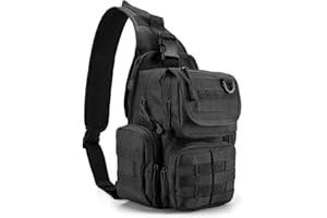 G4Free Tactical EDC Sling Bag Pack with Adjustable Holder Sling Shoulder Assault Range Backpack(Black)
