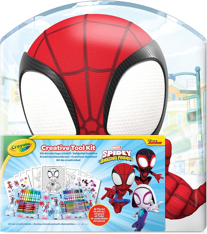 - Caso Criativo do Spidey, 40 Peças, Kit de colorir portátil com marcadores, lápis, ceras, páginas para colorir e autocolantes laváveis, 04-4017