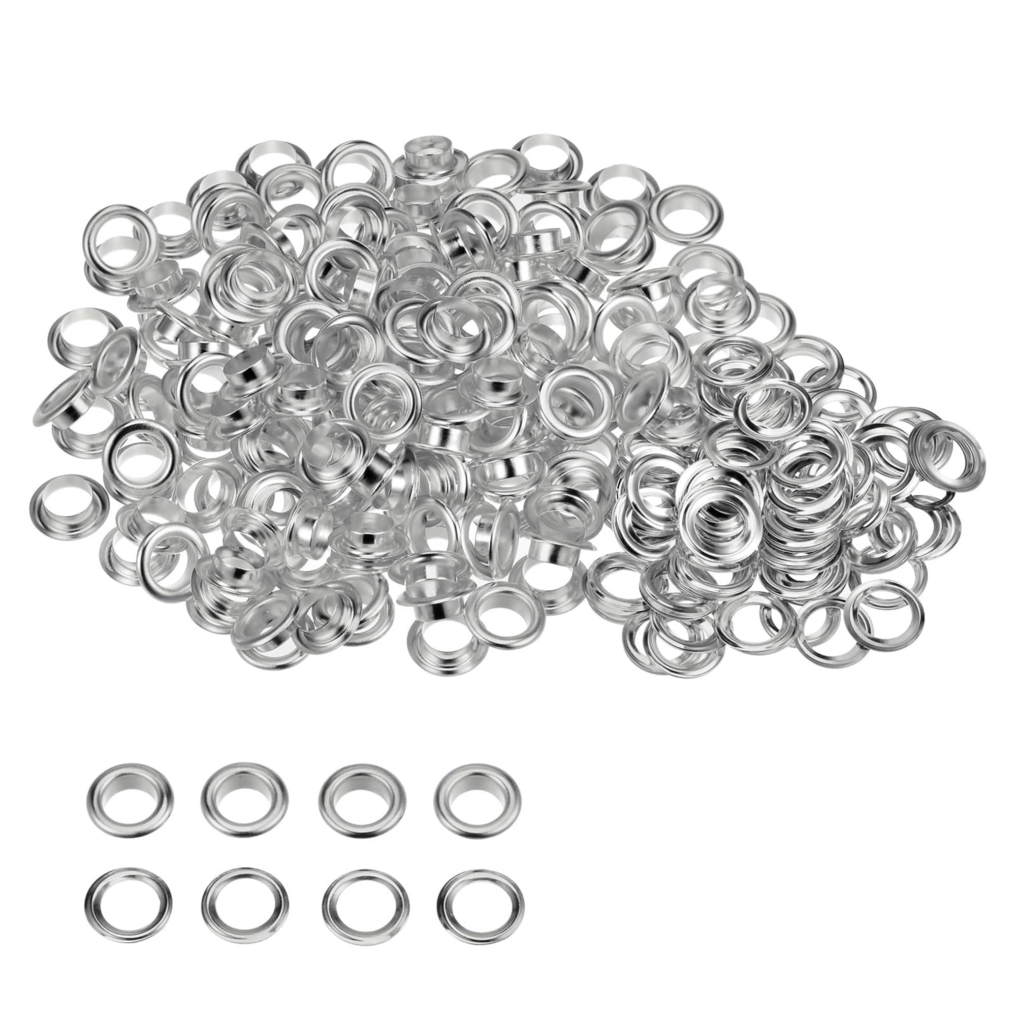 100 x 12mm Silver Eyelets & Washers Grommets for Leather Crafts - Ribbons, Lacing and Fabric in Art and Sewing - Ideal for Bags, Clothing and Scrapbooking br Trimming Shop