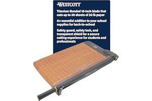 Westcott TrimAir Guillotine Paper Cutter, Paper Trimmer with Sharp and Durable Titanium-Bonded Blade, Maximum Safety Features, 18-Inch, Back to School, School Supplies, Classroom