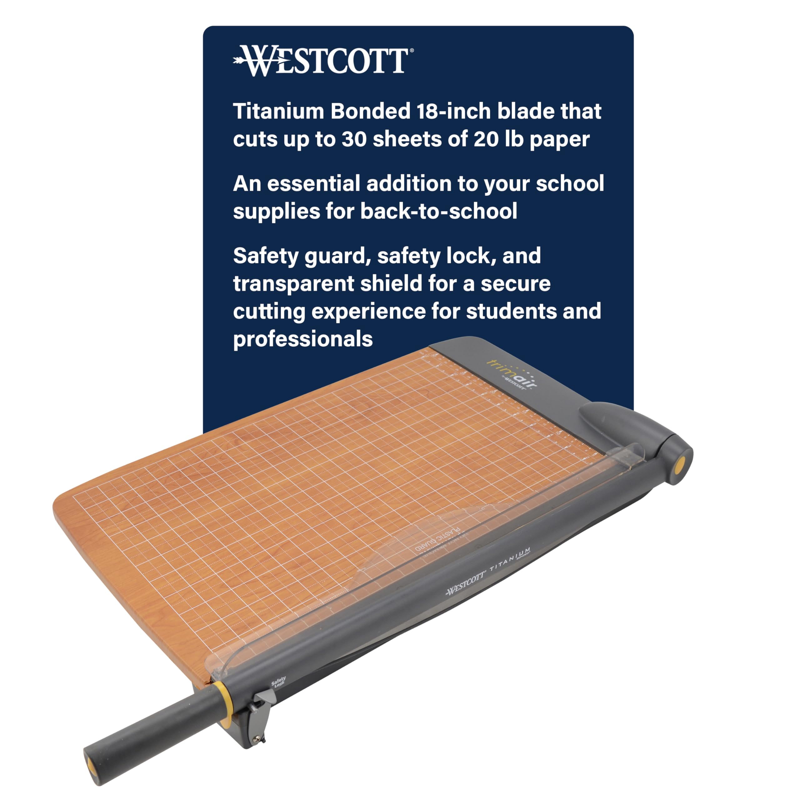 Photo 1 of **FOR PARTS ONLY/ NON-FUNCTIONAL*** Westcott TrimAir Guillotine Paper Cutter, Paper Trimmer with Sharp and Durable Titanium-Bonded Blade, Maximum Safety Features, 18-Inch, Back to School, School Supplies, Classroom