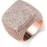 Edulex Iced Out Mens Pinky Ring - 18k Gold Plated Bling Hip Hop Cubic Zirconia Jewelry - Created Diamond Signet for Women Gifts