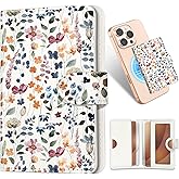Shorogyt for Magnetic Phone Wallet Compatible with Magsafe Card Holder -Cute Luxury Slim Leather Mag Wallets for Women Fit 4 Cards,for iPhone 17/16/15/14/13/12 Series for Apple RFID Magnet, Watercolor