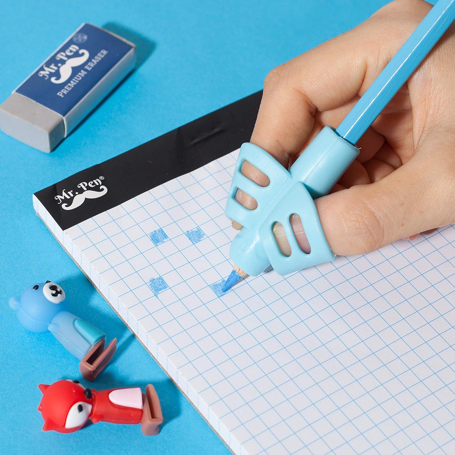 Mr. Pen- Pencil Grips for Kids Handwriting, 20 PCS(10 Pencil Grips+10 Clips), Pencil Grips, Kids Pencils Grip, School Supplies, Pencil Grip, Grip Pencils for Kids, Pencil Holder for Kids, Pen Grip. : Office Products