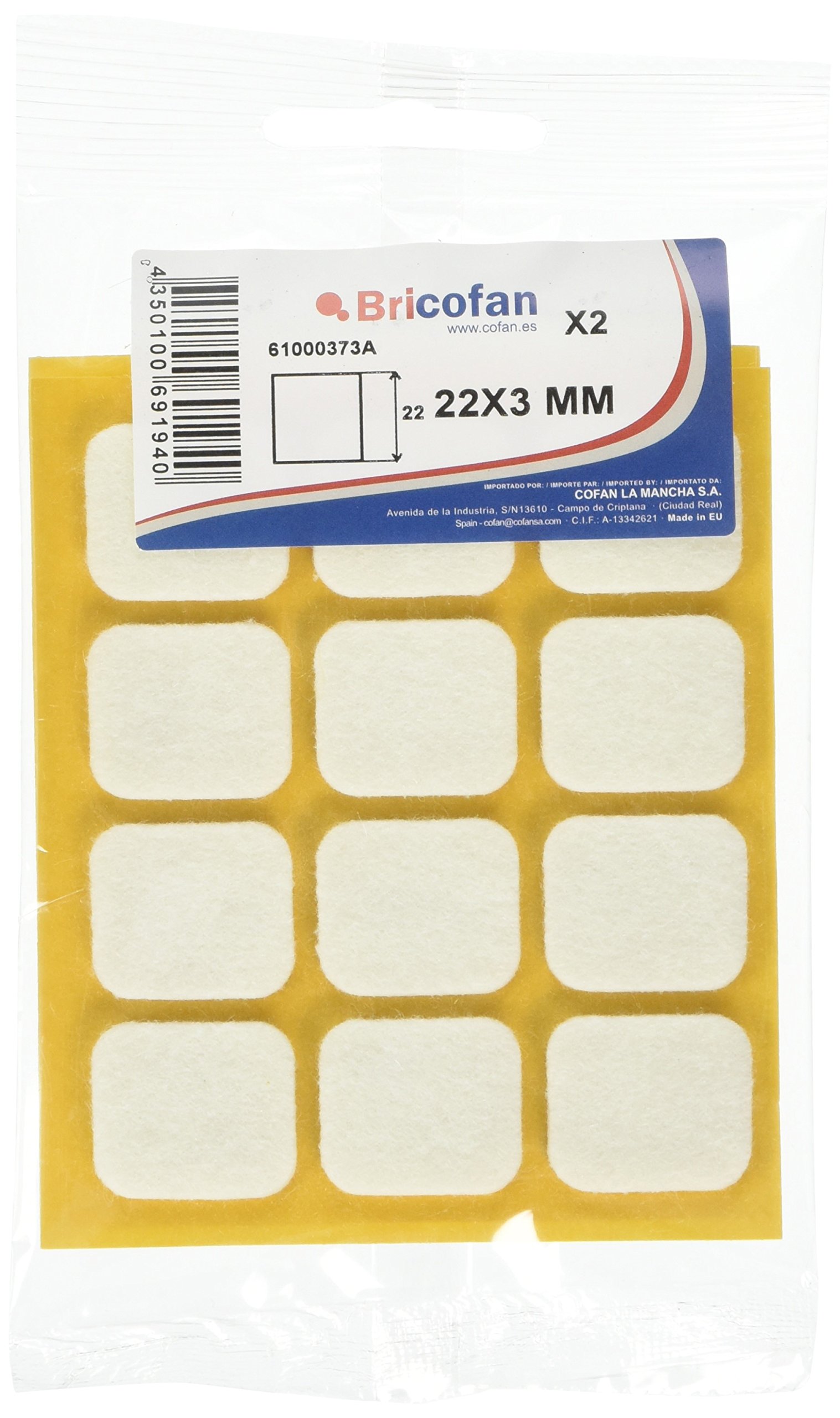 CoFan 61000373 A – Pack of 24 fieltros Square 22 x 3 mm White