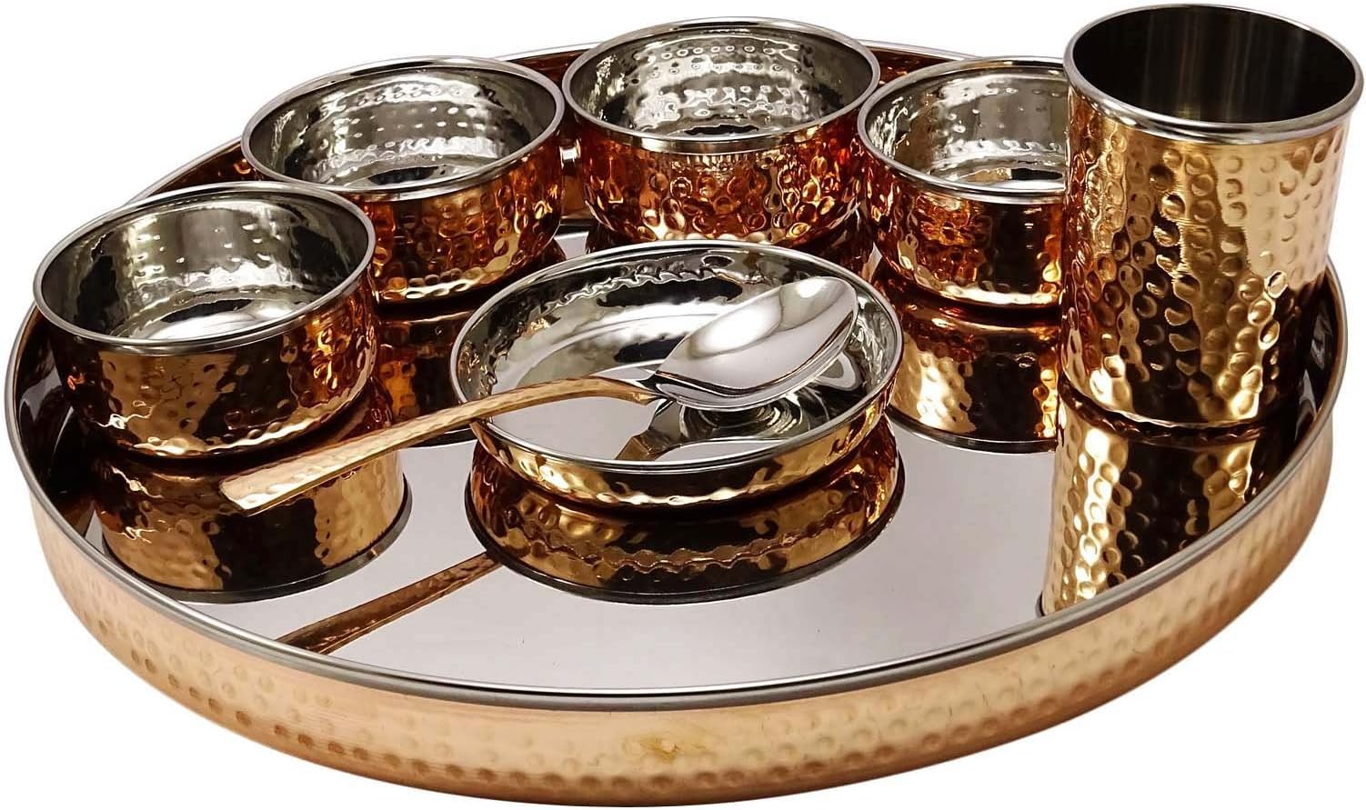 Traditional Indian Hammered Dinner Set Bowl Katori Thali Serveware Kitchenware