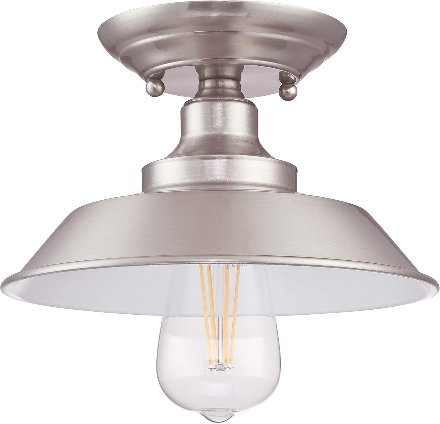 Westinghouse Lighting 63700 Iron Hill 22 cm, One-Light Indoor Semi-Flush Mount Ceiling Fixture, Brushed Nickel Finish - Image 3