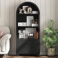 Tall Arched Cabinet, 5-Tier Kitchen Pantry Cabinet, Storage Cabinet with Double Doors, Wood Versatile Cupboard for Kitchen, Dining Room, Home Office, Black