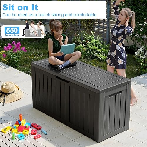 EasyUp 80 Gallon Large Resin Deck Box Waterproof Outdoor Storage