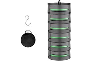 YSSOA Herb Drying Rack Hanging 6 Layer 24'' with Zipper & Hook, Dry Mesh Folding Basket Dryer for Plants, Herbs, Seeds and Buds in Grow Tent, Closet, Hydroponics, Garden Outdoor