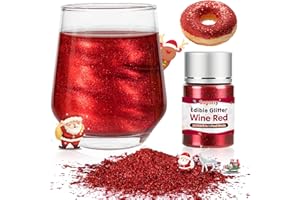 SUGARZY Christmas Edible Red Glitter for Drinks,Food Grade10g,Christmas Red Sprinkles Cake Decorating,Edible Luster Dust for Cocktail Beverages,Food Coloring Shimmer Powder for Baking,Cake Cupcakes Cookies Drinks Candy Strawberries Decorations,Holidays,Thanksgiving Valentine's Day Party Supplies