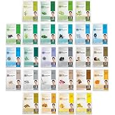 DERMAL 26 Combo Pack Collagen Essence Korean Face Mask (Green &amp; Yellow) - Hydrating &amp; Soothing Facial Mask with Panthenol - Hypoallergenic Sheet Mask for All Skin Types - Home Spa Treatment Mask