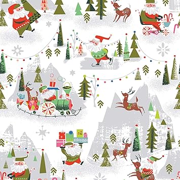 Riley Blake RBF810 Stoff für Weihnachten, 50 x 110 cm, Grau Nordpol Nordpol von Riley Blake, 100% Baumwolle