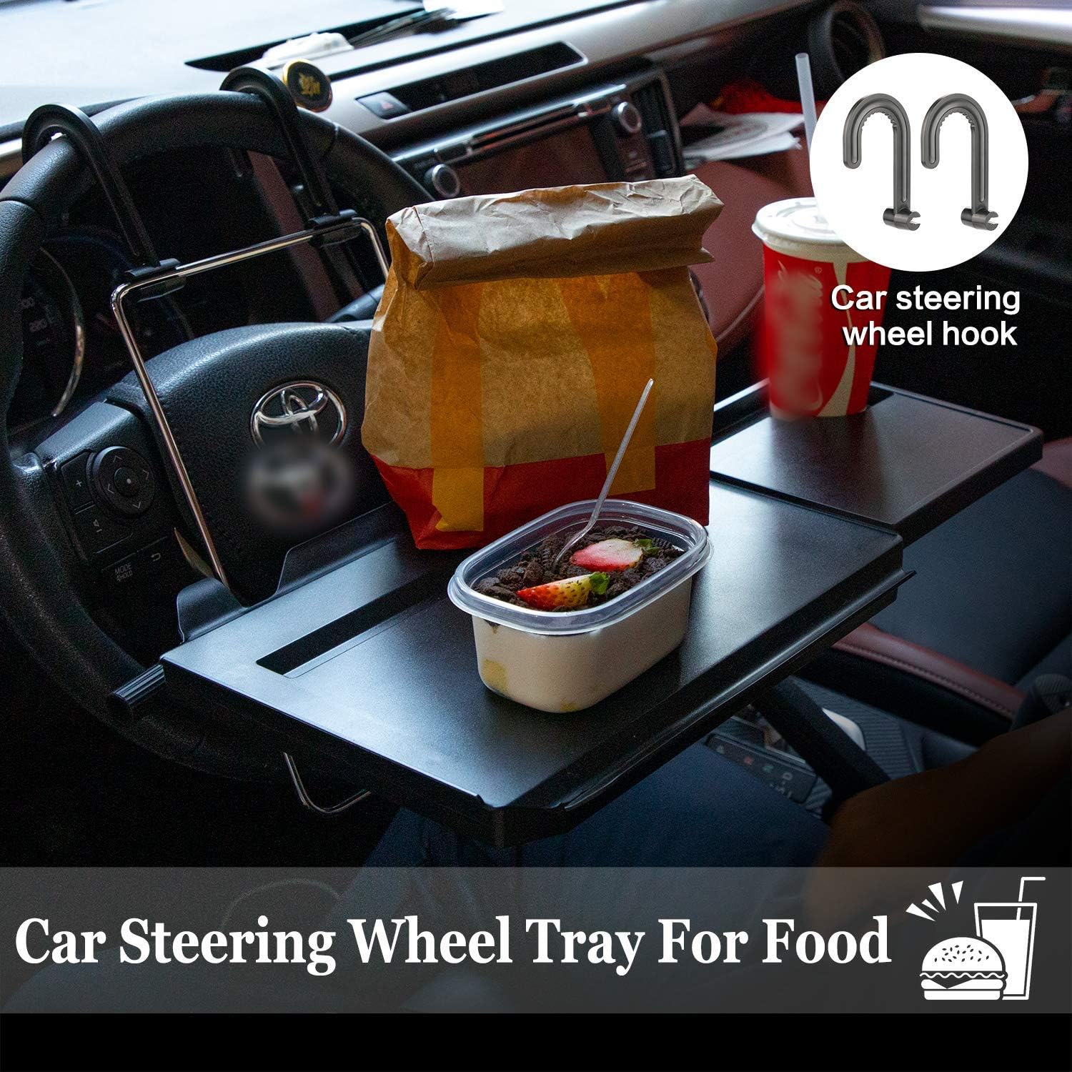 SENWELL-KA Car Steering Wheel Tray Desk,Car Travel Table for Laptop Work Eating Food and Drink: Automotive