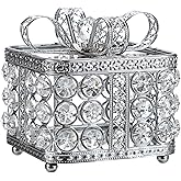 Hipiwe Crystal Jewelry Box Trinket Organizer with Glass Lid Mirrored Treasure Chest Box Decorative Jewelry Storage Box Small Ring Holder Glass Keepsake Box Christmas Birthday Gift for Women