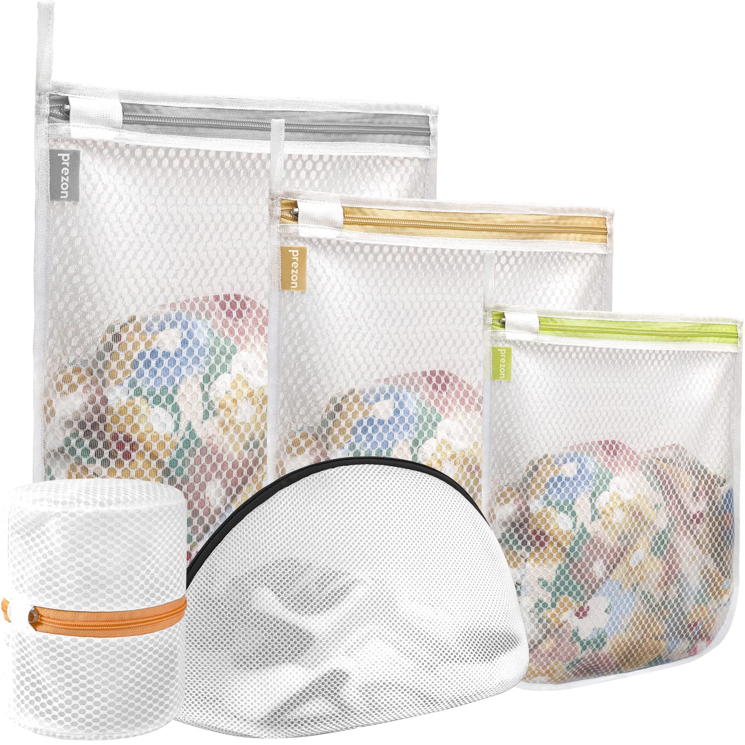 Prezon Mesh Laundry Bags, Washing Machine Wash Bags, Reusable and Durable Mesh Wash Bags for Delicates Blouse, Hosiery, Underwear, Bra, Lingerie Baby Clothes - 5 Different Size