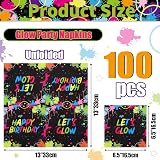 XJLANTTE 100Pcs Glow Party Napkins 13x13 Inch Neon Fluorescent Birthday view 2