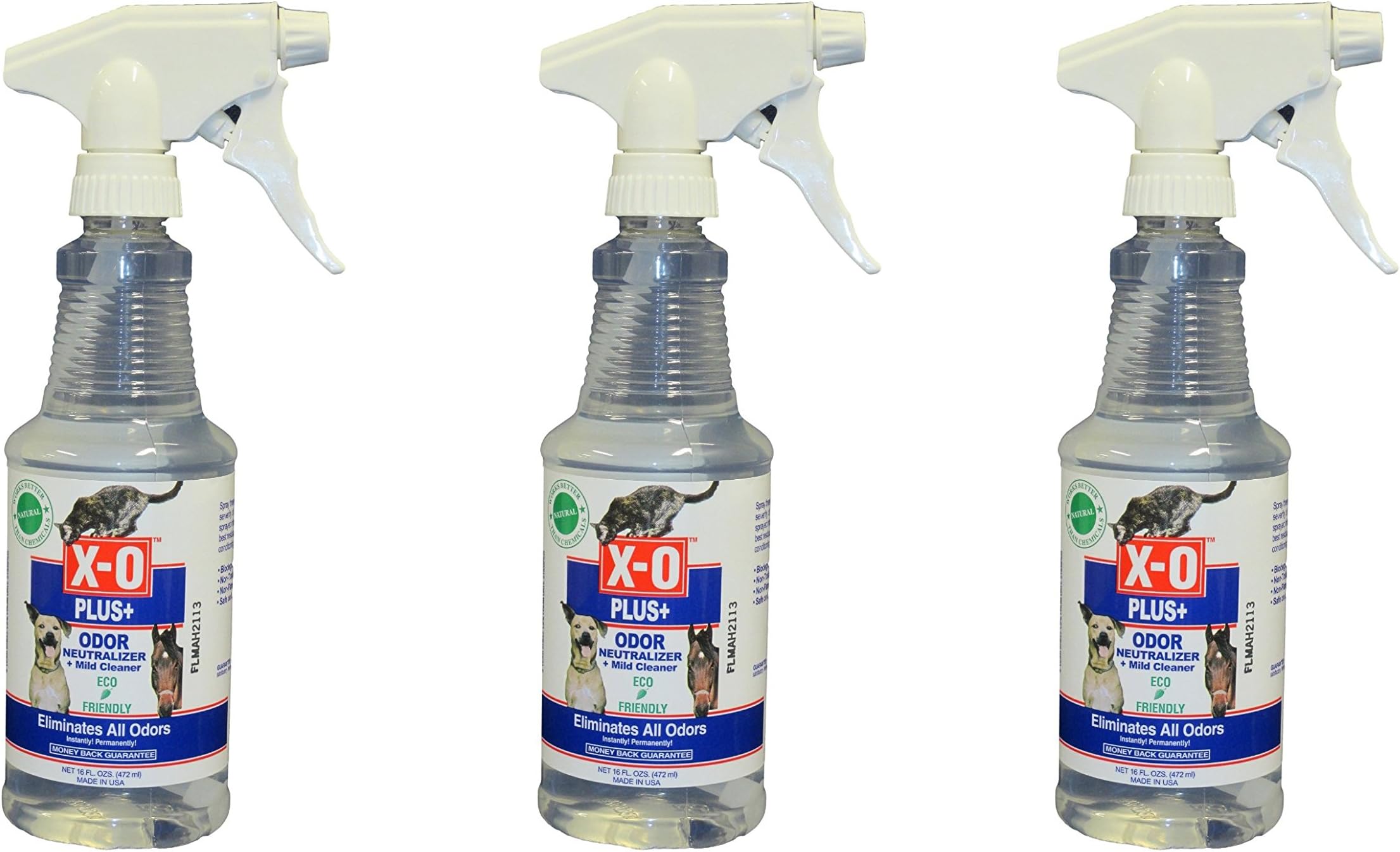 X-O PLUS Pet Odor Neutralizer/Cleaner Ready-To-Use 16 Oz - ALL-NATURAL Deodorizer RTU (3 Pack)