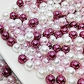 Niziky 900PCS 3-8mm Crafts Pearls, White/Purple Loose Beads Without Holes, Round No Hole Pearls for Vase Fillers, Crafts, Wedding, Birthday Party, Home Decoration