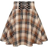 IDEALSANXUN Gothic Plaid Mini Skirts for Women Short High Waist Plaid Skirts