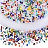 BEEFLYING 200Pcs 3mm Crystal Cube Glass Beads Square Loose Glass Spacer Beads for Jewelry Bracelet Necklace Earring DIY Craft Home Decor(0.12inch Mixed Color