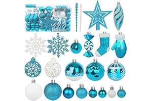 Artmag 135 Pcs Christmas Ball Ornaments Set, Pre-Tied Shatterproof Plastic Assorted Christmas Balls for Xmas Tree Hanging Dec