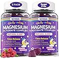Magnesium Glycinate Gummies for Adults & Kids 4+, Sugar Free Magnesium Bisglycinate Supplement 400/200mg with B6D3, 5HTP, L-Theanine for Sleep & Relaxation, Brain, Muscle, Melatonin Free Gummies,2Pack