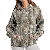 TERIVEEK Women Camo Hoodies Oversized Maple Leaf Fleece Hooded Sweatshirt Long Sleeve Fall Trendy Pullover Hoodie with Pocket