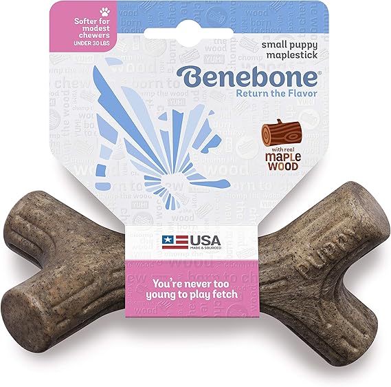 Benebone Puppy Maplestick Dog Chew Toy, Made in USA, Real ...