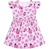 Toddler Girl Heart Pattern Outfit Dress Kids Love Heart Ruffle Boutique Party Dress Spring Clothes 3-8Y