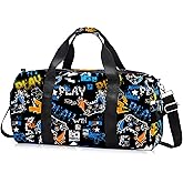 Kids Overnight Duffle Bag Boys Sport Gym Bag with Shoe Compartment & Wet Pocket, Carry On Weekender Travel Bag for Kid Boys
