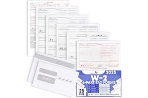 DUTYMARK W2 Forms 2025 with Envelopes, 6 Part W2 Tax Forms for 25 Employees IRS Compatible Laser Forms with 3 W3s, Works with Quick books in Other Software - Includes 25 Self-Seal Envelopes