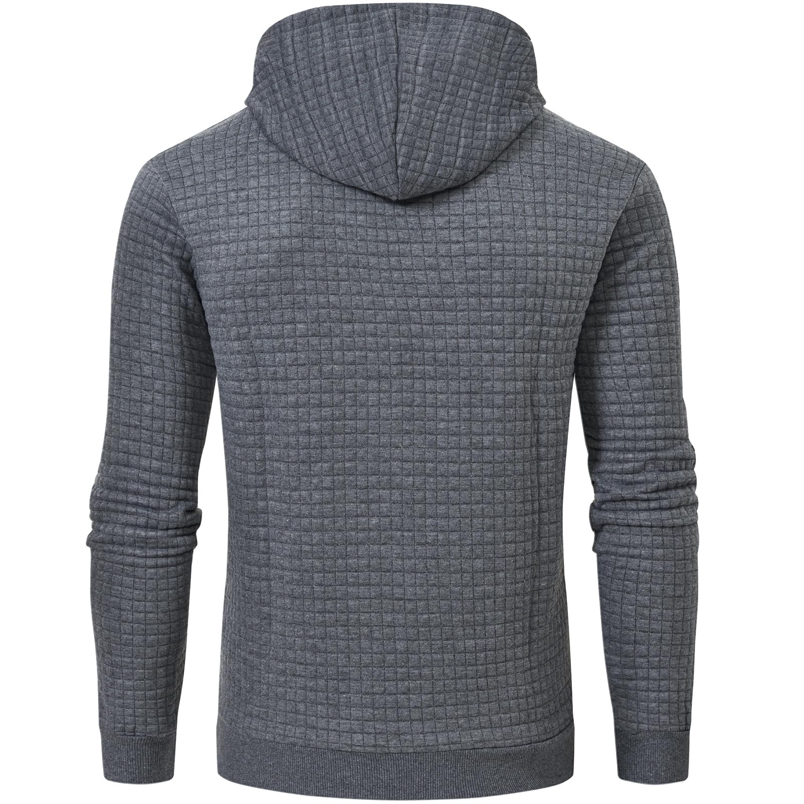 YuKaiChen Pullover Herren Arbeitspullover Waffel-Stoff Fleece Hooded Sweat Sweatshirt Grau L 3