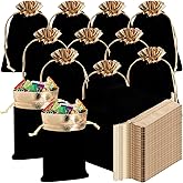 Lyellfe 50 Pack Velvet Bags, Jewelry Pouches Bag with Drawstring, 6''L x 5''W Gift Giving Bag, Decorative with Gold Rim, Great for Jewelry, Candy, Christmas Party, Wedding Favors