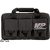 Smith & Wesson M&P Pro Tac Padded Handgun Case with Ballistic Fabric Construction and External Pockets for Shooting, Range, Storage and Transport