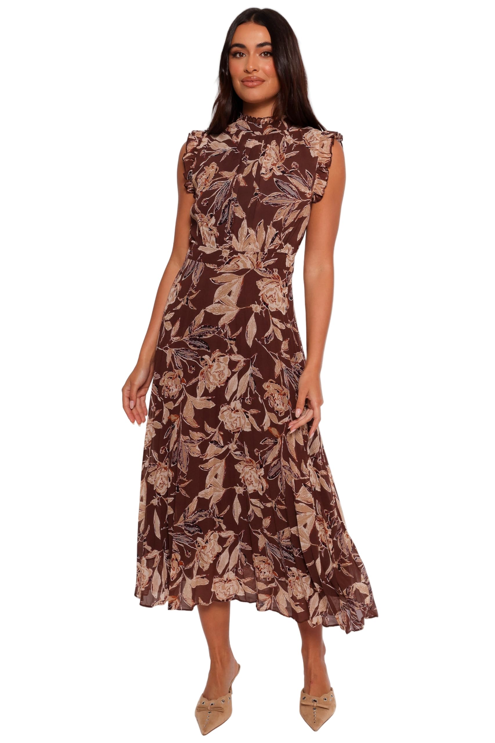 Petal & Pup Women’s Delphine Maxi Dress-Brown Floral