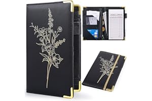 Lemmeko Server Book, PU Leather Server Books for Waitress with Zipper Pockets, Waitress Book with Pen Holder Fit Server Apron Check Presenters for Restaurants