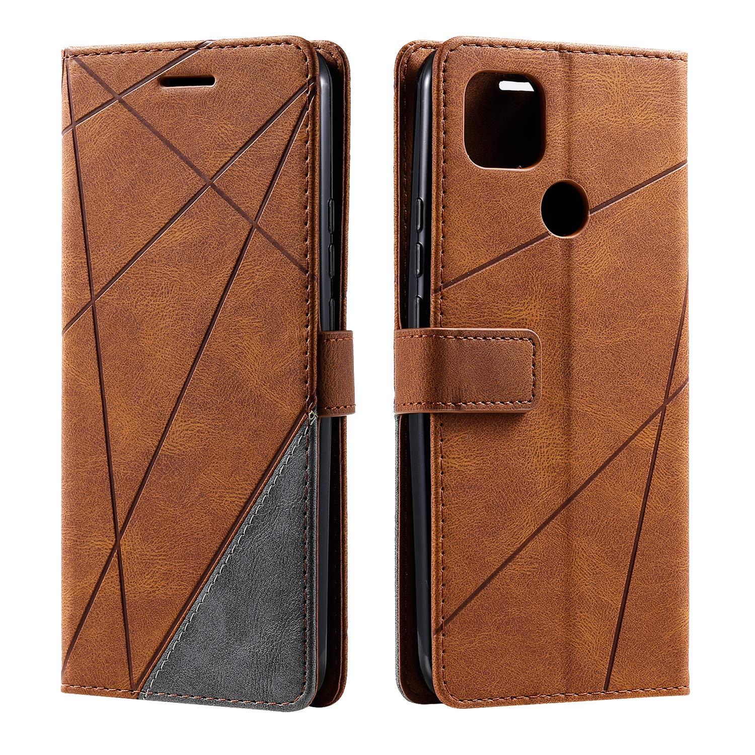 SONWO Case for OPPO A15 Case, Premium Leather Flip Wallet Case Magnetic Closure Card Slots kickstand Phone Case for OPPO A15, Brown